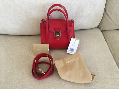 #ad NWT MICHAEL KORS COLLECTION MADE IN ITALY CRIMSON RED MINI BANCROFT BAG PURSE