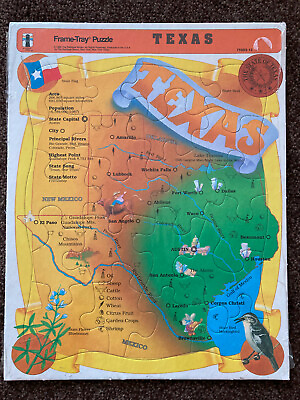 #ad Vintage Rainbow Works Texas Frame Tray Puzzle 1992 $8.99