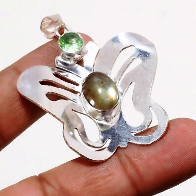 #ad Blue Fire Labradorite Green Amethyst Gemstone Ethnic Jewelry Pendant 2.2quot; MP 809 $6.49