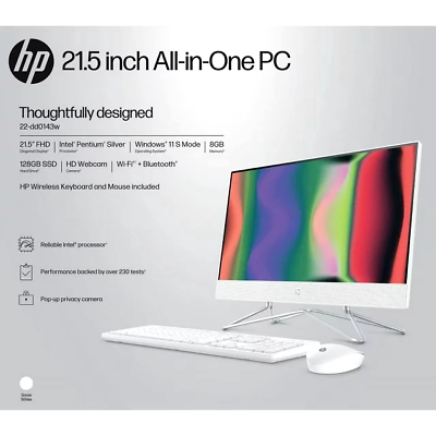 #ad New Hp 22quot; All In One Desktop Computer Pentium Silver 3.2GHz 8GB 128GB SSD Win11