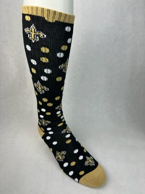 #ad New Orleans Saints Ladies Over the Calf Socks Medium Polka Dot Black