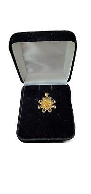 #ad Gold Plated Flower Pendant