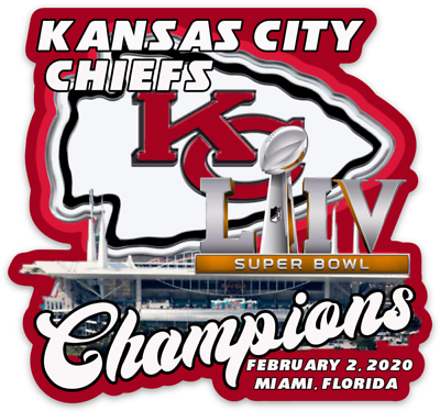 #ad Kansas City Chiefs Super Bowl LIV Champions 54 Football Logo Type Die cut MAGNET