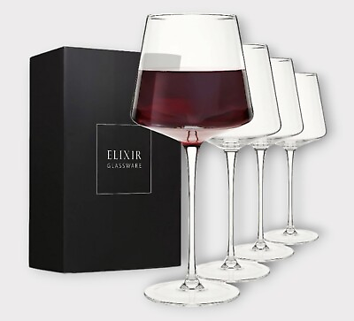 #ad Modern Red Wine Glasses Set of – Hand Blown Crystal Wine Glasses –Tall LongStem