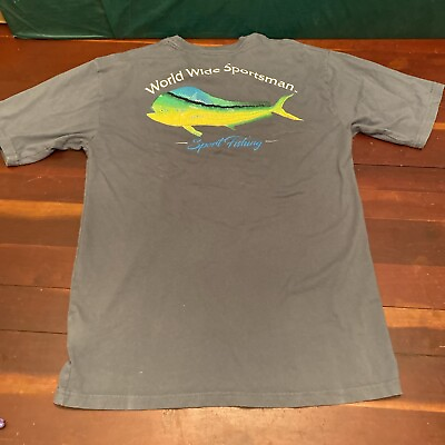 #ad World Wide Sportsman Men#x27;s Shirt Blue Short Sleeve Sport Fishing FL Size Medium
