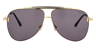 #ad Tom Ford FT1018 Sunglasses Shiny Deep Gold Shiny Black T Logo Smoke
