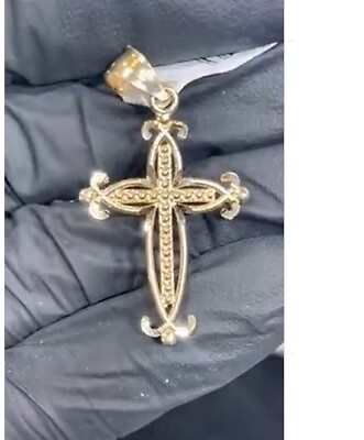 #ad Mens Gift Solid Gold Plated Cross Pendant Rose Gold Plated 925 Silver