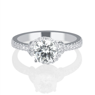 #ad 1.00 CT I I2 Classic Round Cut Diamond Engagement Ring 14K White Gold