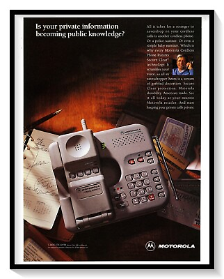 #ad Motorola Cordless Phone Secure Clear Tech Ad Vintage 1993 Magazine Advertisement