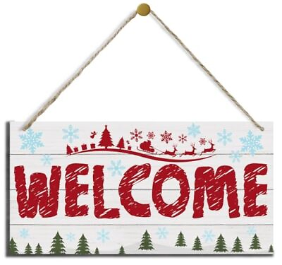 #ad Welcome Sign Decorative Wood Hanging Wood Plaque Front Door Decor Farmhouse D...