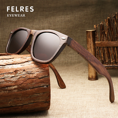 #ad FELRES Handmade Unisex Bamboo Wood Polarized Sunglasses Wooden Frame Glasses $23.79