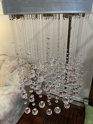#ad Round Crystal Chandelier Clearamp; Pink Crystal ceiling lightsize; 19 width round