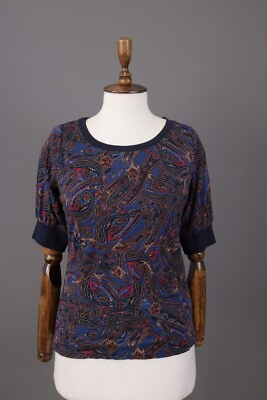 #ad BNWT Lauren Ralph Lauren Multicolor Paisley Short Sleeve Top Shirt Size S