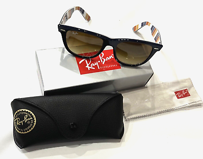 #ad Ray Ban unisex Original Wayfarer Blue stripe Sunglasses RB2140 132 retail $485