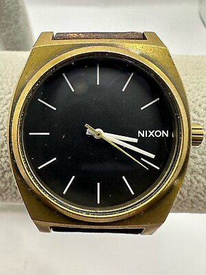 #ad Nixon Minimal The Time Teller New Battery Mens Watch 37MM Leather Band 8quot; U