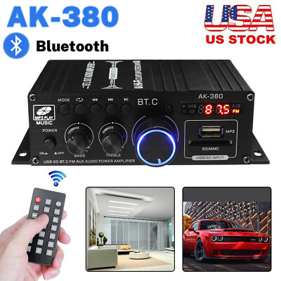 #ad 800W 2 Channel bluetooth Mini HIFI Power Amplifier Audio Stereo Amp Home Car FM