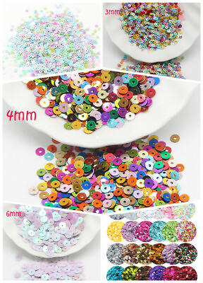 #ad Flat Round loose sequins Paillette sewing Wedding 3mm 4mm 5mm 6mm