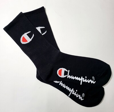 #ad Unisex Champion Logo Crew Socks Black One Size Fits All
