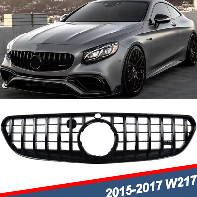 #ad Gloss Black GT Grille For 2014 2017 Benz W217 C217 S63 S65 AMG Coupe Convertible