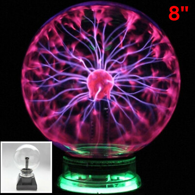 #ad 8in Plasma Ball Touch Activated Magic Globe Orb Table Lamp Sphere Nebula Light
