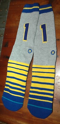 #ad Klay Thompson Golden State Warriors Stance jersey socks men#x27;s large 9 12 NEW