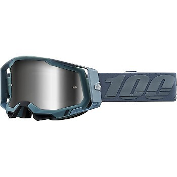 #ad 100% Racecraft 2 Goggles Battleship Silver Mirror Lens Offroad ATV MX Dirt Bike