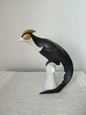 #ad Royal dux black pheasant bird porcelain figurine