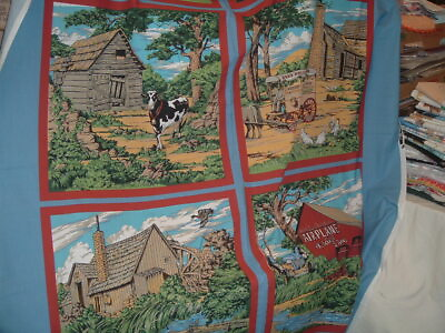 #ad 4 Vtg 90s Country Barns Store Airplane Rides 1950s Pillow Fabric Panel #ff473