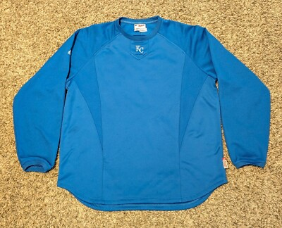 #ad Mens Majestic Kansas City Royals Baseball Poly Texture Fleece Shirt XL 2XL