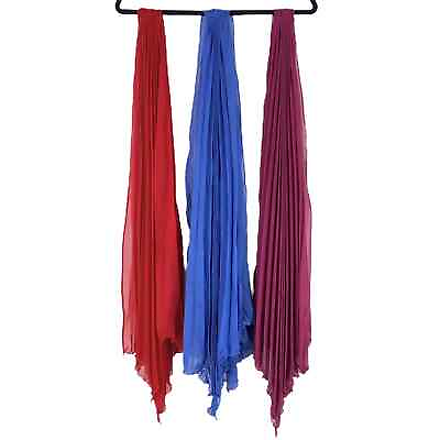 #ad Collection Eighteen 18 Lot Of Three Pleated Womens Scarves Red Blue Berry 72quot;