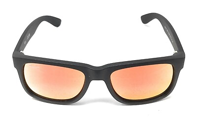 #ad Ray Ban Justin Men#x27;s Matte Black Frame Red Lens Sunglasses RB4165 622 6Q 51 16