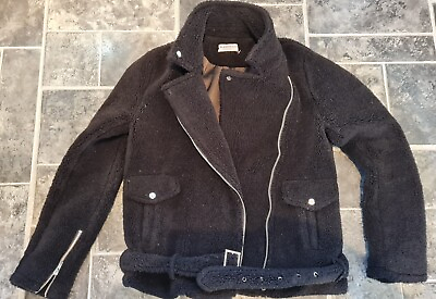 #ad ⭐ Ladies black warm fur jacket size 6 extra small