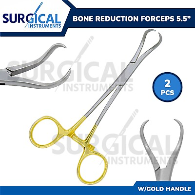 #ad 2 Pcs Bone Reduction Forceps 5.5quot; Gold Plated Surgical Instruments German Grade