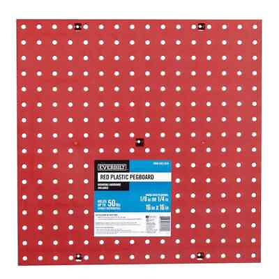 #ad Everbilt 16 in. H x 16 in. W Plastic Pegboard in Red 50 lbs. Capacity 10 Pack