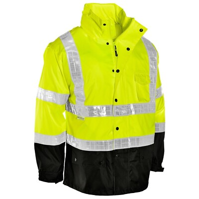 #ad NWT Set Kishigo Storm Stopper Pro Rainwear Jacket amp; Pants Size S M Lime Black