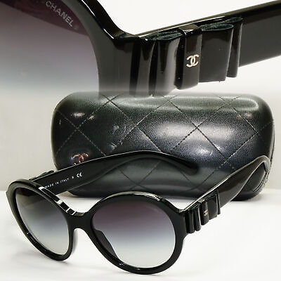 #ad Chanel 2013 Sunglasses Leather Bow Black Square Gradient 5283 Q c.501 S6 221122