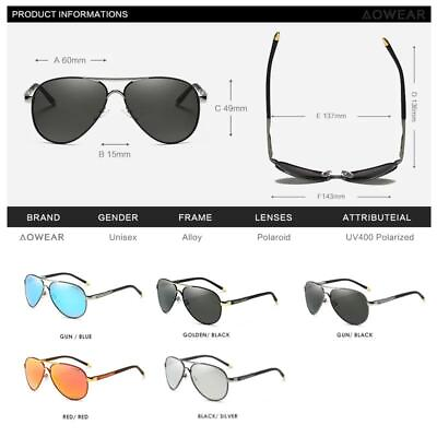 #ad Men#x27;s Aviation Sunglasses Polarized Mirror UV400 Luxury Shades