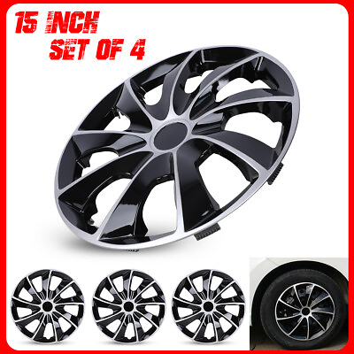 #ad 15quot; Set of 4 Universal Wheel Covers Snap On Full Hub Caps fit R15 Tireamp;Steel Rim