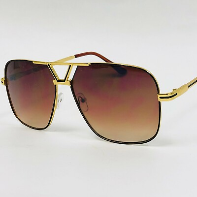 #ad #ad Men Sunglasses Brown Lens Designer Fashion Square Gold Frame Shades