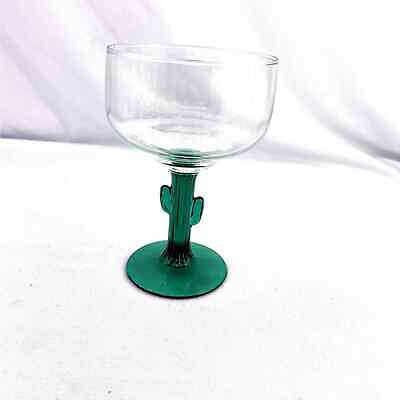 #ad Libbey Margarita Glasses Green Cactus Stemmed Clear top Replacement
