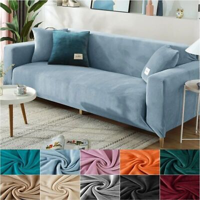 #ad 1 2 3 4 Seater Elastic Slipcovers Velvet Sofa Cover Corner Sectional Slipcover