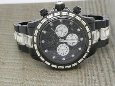 #ad Ladies quot;Toy Watchquot; Black Round Face Crystal Chronograph Bracelet Watch 6quot;