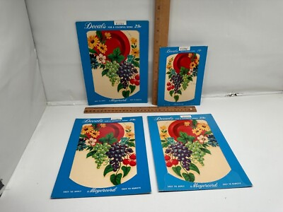 #ad Vintage Lot Meyercord Decals Floral Fruit Grapes Kitchen Pack s 139