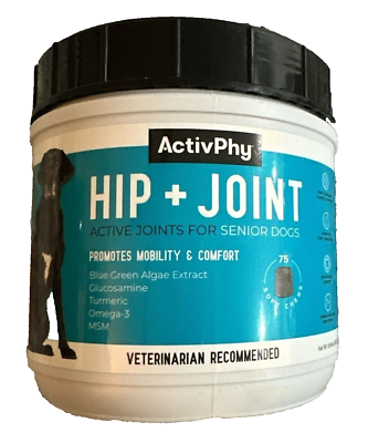 #ad ActivPhy Hip amp; Joint for Senior Dogs 75ct Mobility Comfort 19.84oz 8 2026