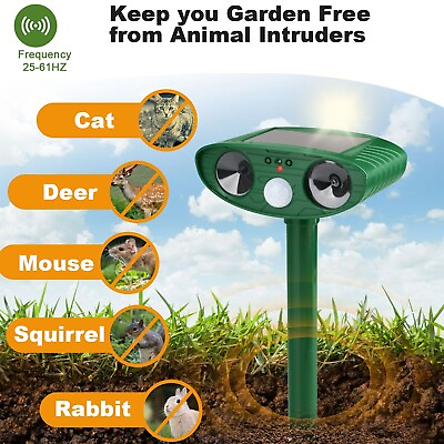 #ad Upgraded Solar Infrared Ultrasonic Animal Repeller Garden Outdoor Pest Repellent