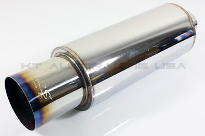 #ad 2.5quot; INLET 4quot; OUTLET STAINLESS MAGNAFLOW STYLE MUFFLER EXHAUST TITANIUM BURN TIP
