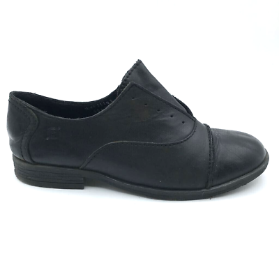 #ad Born Womens Oxford Shoes Black Leather Slip On Flat Heel Stretch Casual 7M