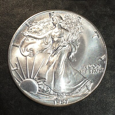 #ad 1987 Uncirculated American Silver Eagle US Mint Issue 1oz Pure Silver #o285