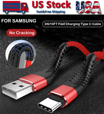 #ad Heavy Duty Braided USB C Type C Fast Charging Data Sync Charger Cable Long Cord
