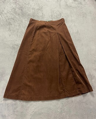 #ad Orvis Skirt Women#x27;s 12 Brown Corduroy Casual Pleated Midi Cotton